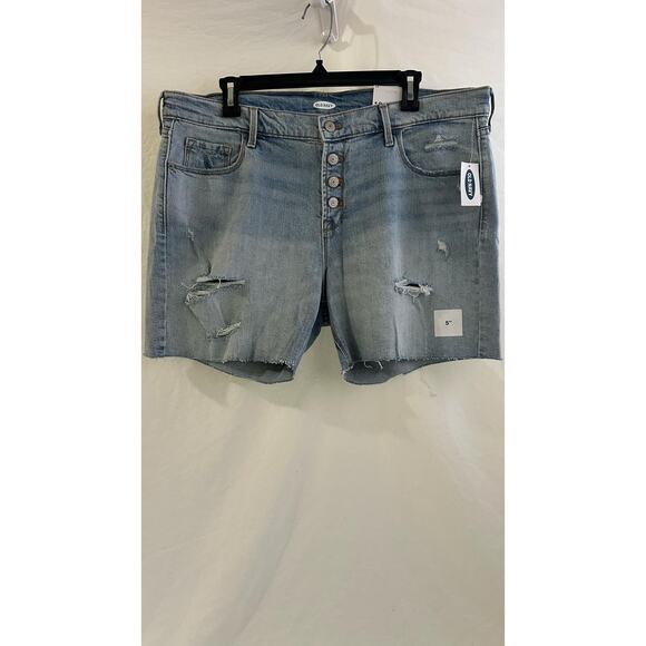 Old Navy Pants - Old Navy Mid-Rise 5 Inch Size 16 Lightwash Faded Distressed Raw Hem Denim Shorts